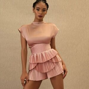 Andrea Iyamah Pearl Pink Top & Pleated Skort